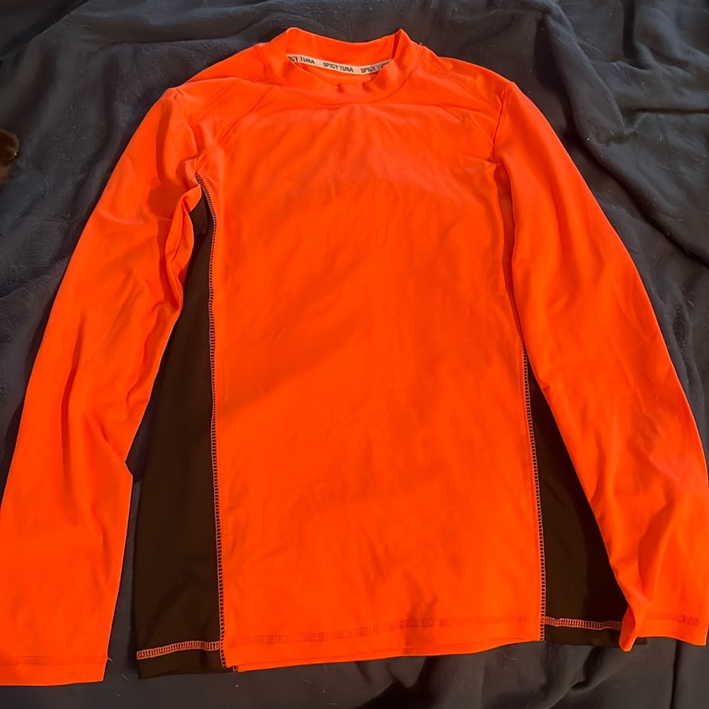 NWOT Spicy Tuna Swim Sun Shirt Orange and Black Medium Kids